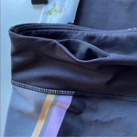 Ladies JAGGAD Leggings Activewear Black Floral Size L Large (12) Gym Coin Pocket - Picture 5 of 7